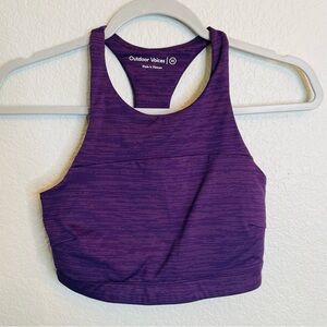 Outdoor Voices Purple High Neck Racerback Athletic Crop Top Sports Bra | XS